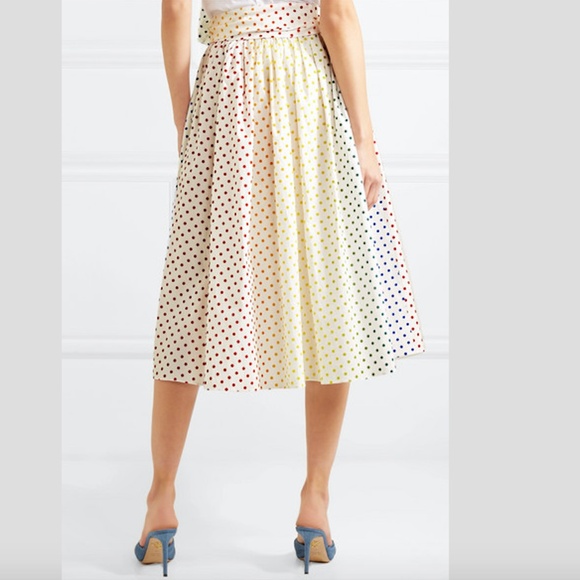 Rosie Assoulin Polka Dot Flocked Cotton Blend Poplin Midi Skirt - Picture 3 of 3